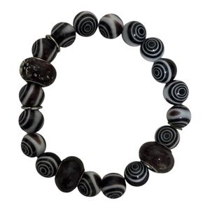 Chunky Beaded Stretch Bracelet in Black/White Women